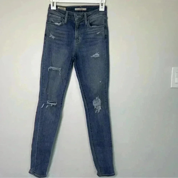 Levis 721 High Rise Skinny Jeans Denim Blue Dark Wash Womens Size W25/L30 - Picture 1 of 10